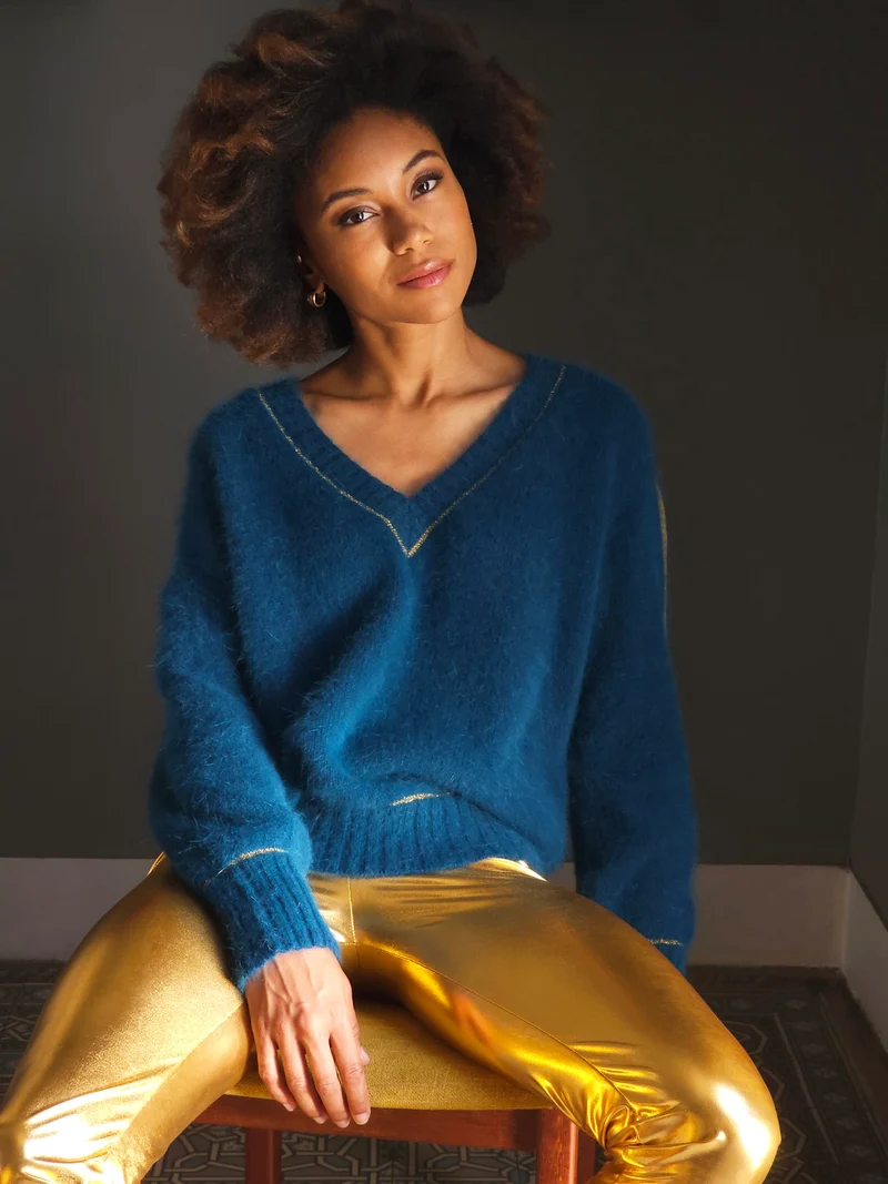 Pull Avy Angora Pacifique et doré.