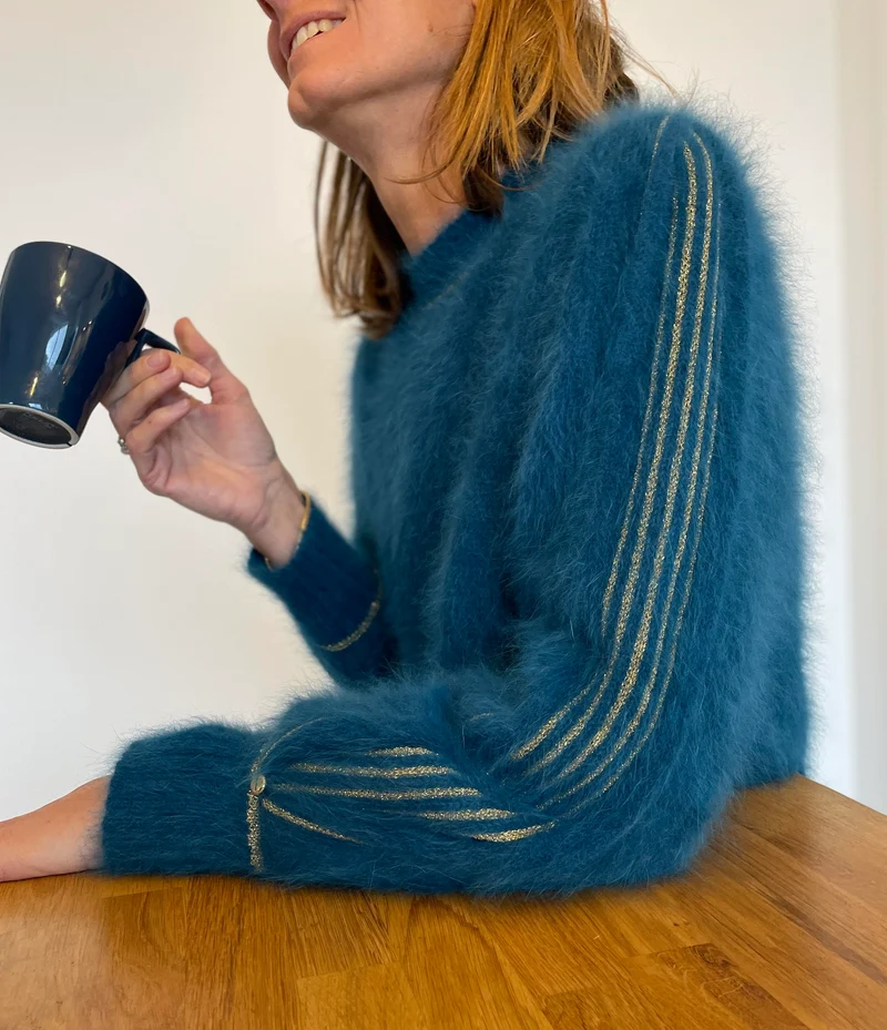 Pull Alix Angora Pacifique et doré.