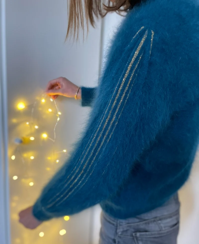 Pull Alix Angora Pacifique et doré.