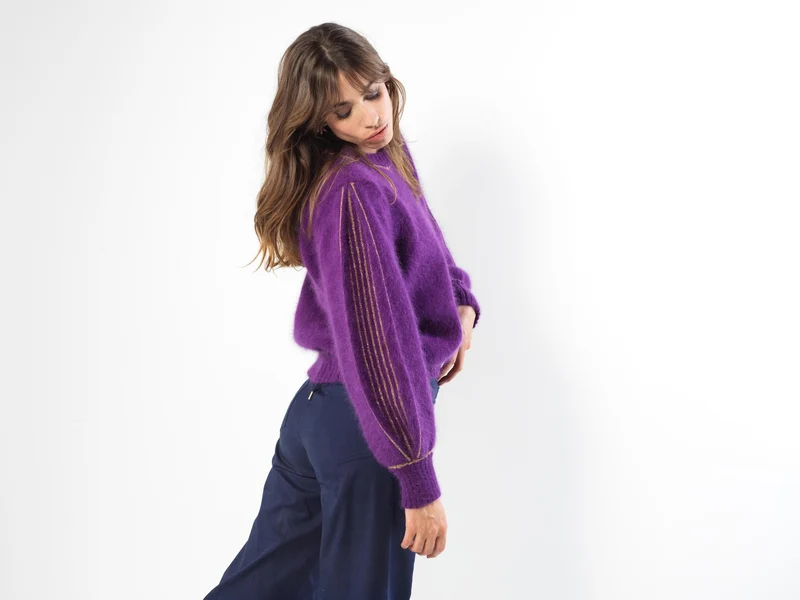 Pull Alix Angora Mûre et doré.