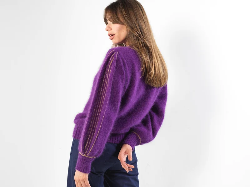 Pull Alix Angora Mûre et doré.
