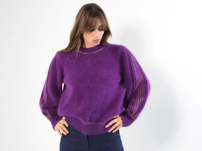 Pull Alix Angora Mûre et doré.