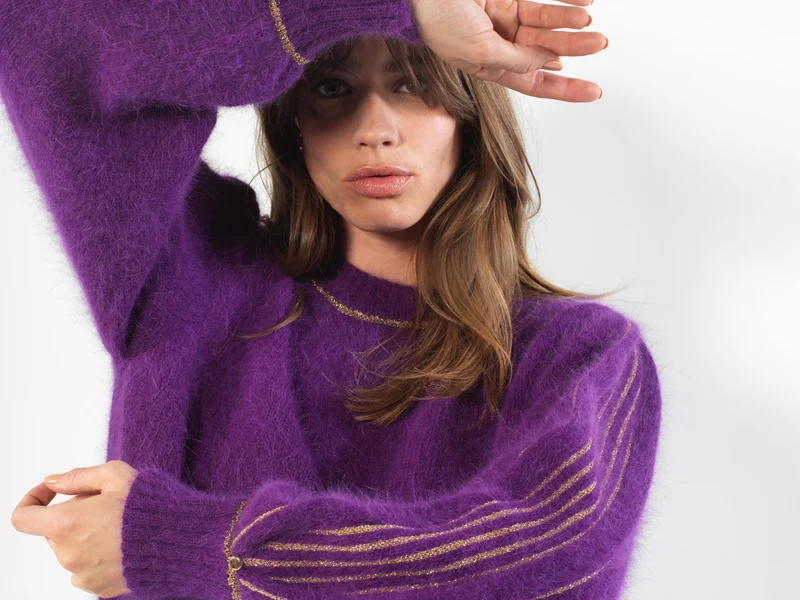 Pull Alix Angora Mûre et doré.