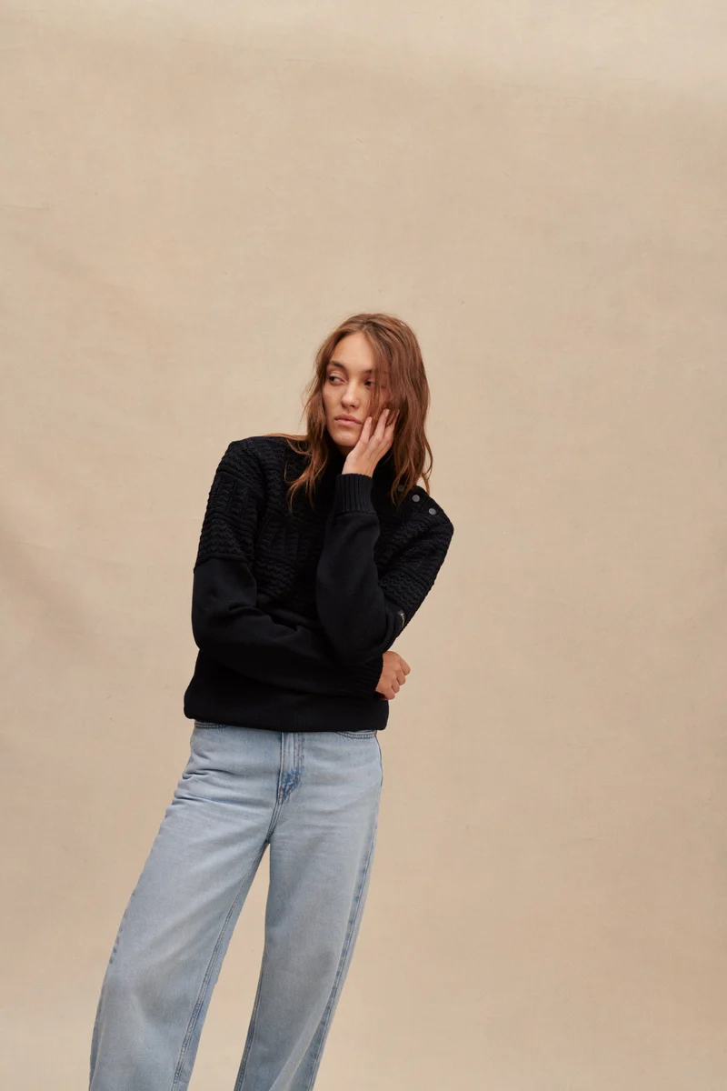 Pull marin pêcheur marine pour femme