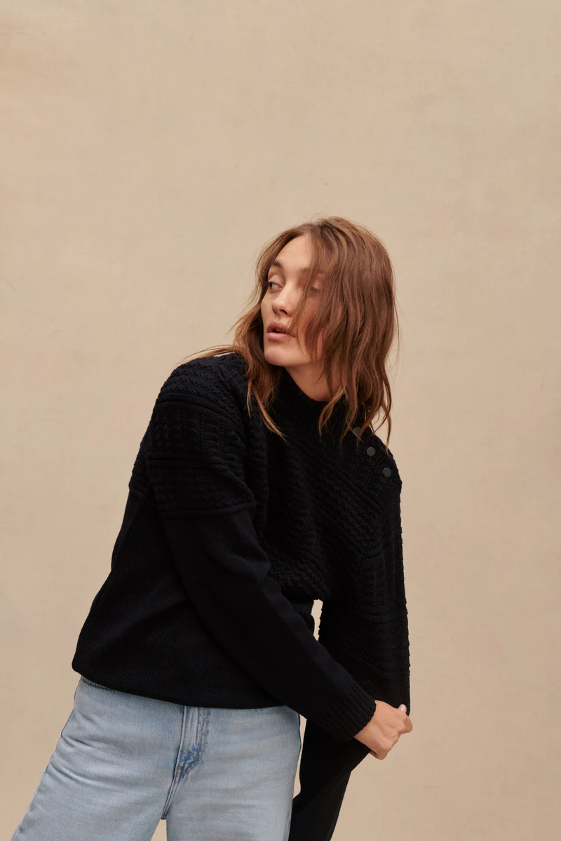 Pull marin pêcheur marine pour femme