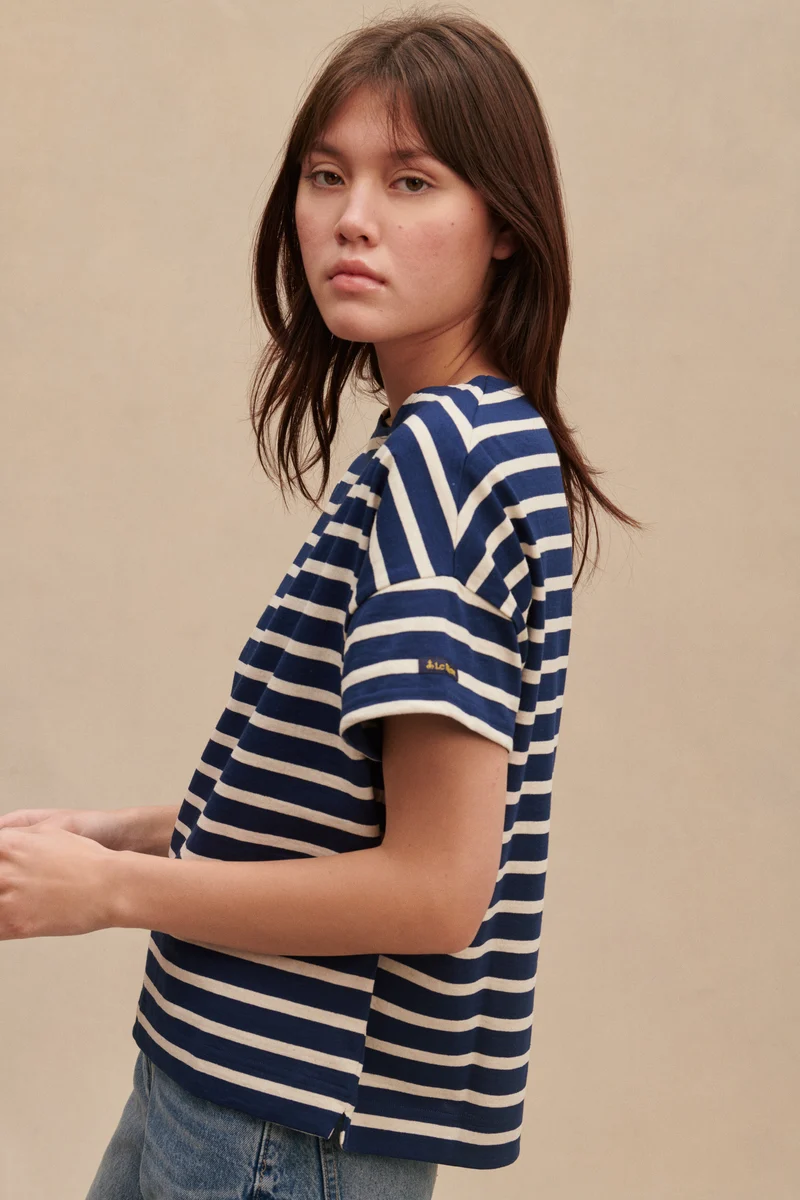 Marinière Jim oversize marine et écru pour femme
