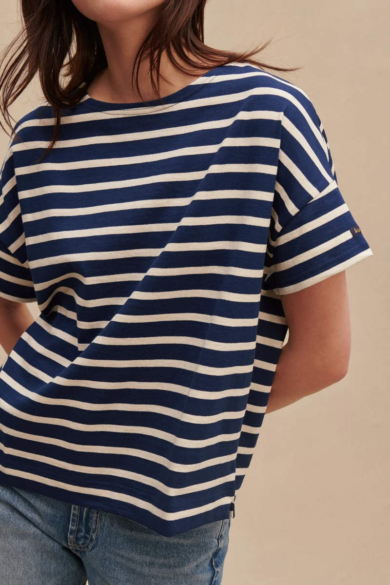 Marinière Jim oversize marine et écru pour femme