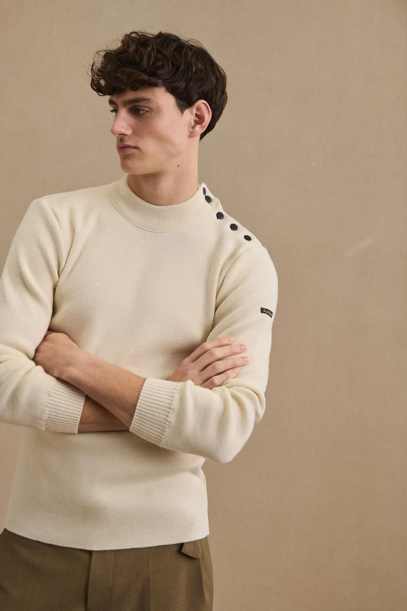 Pull marin écru pour homme