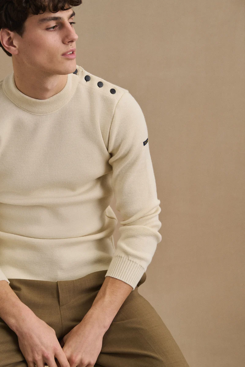 Pull marin écru pour homme