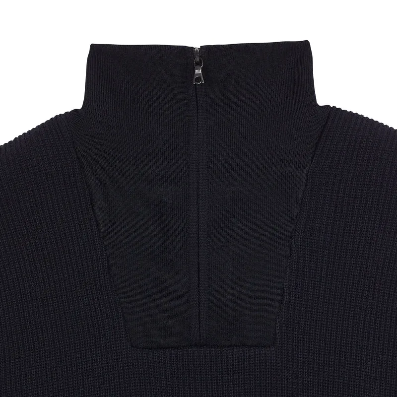 Pull camionneur bleu marine pour homme en laine vierge