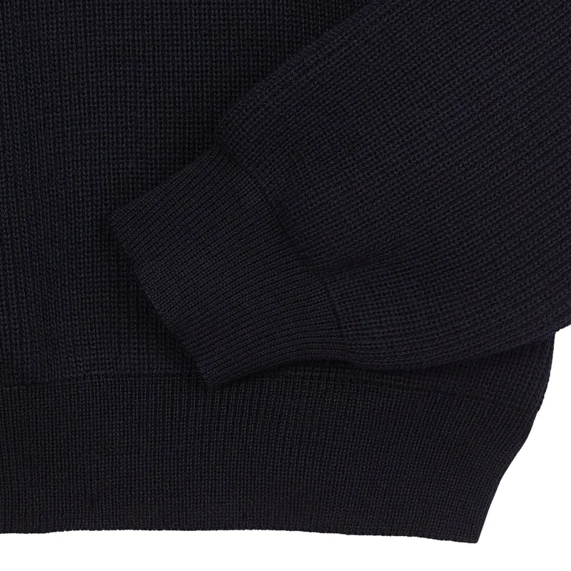 Pull camionneur bleu marine pour homme en laine vierge