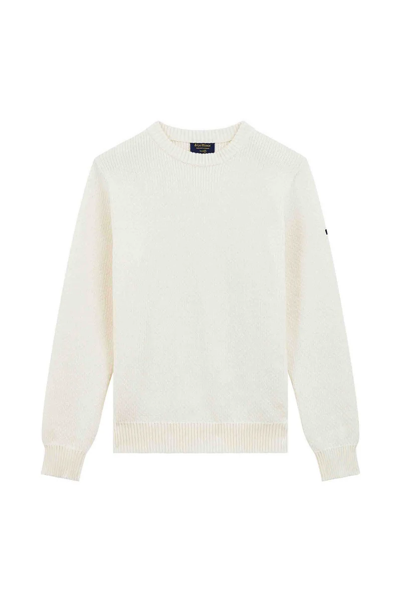 Pull col rond Norvégien écru pour homme
