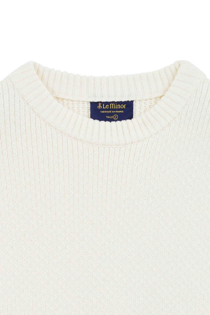 Pull col rond Norvégien écru pour homme