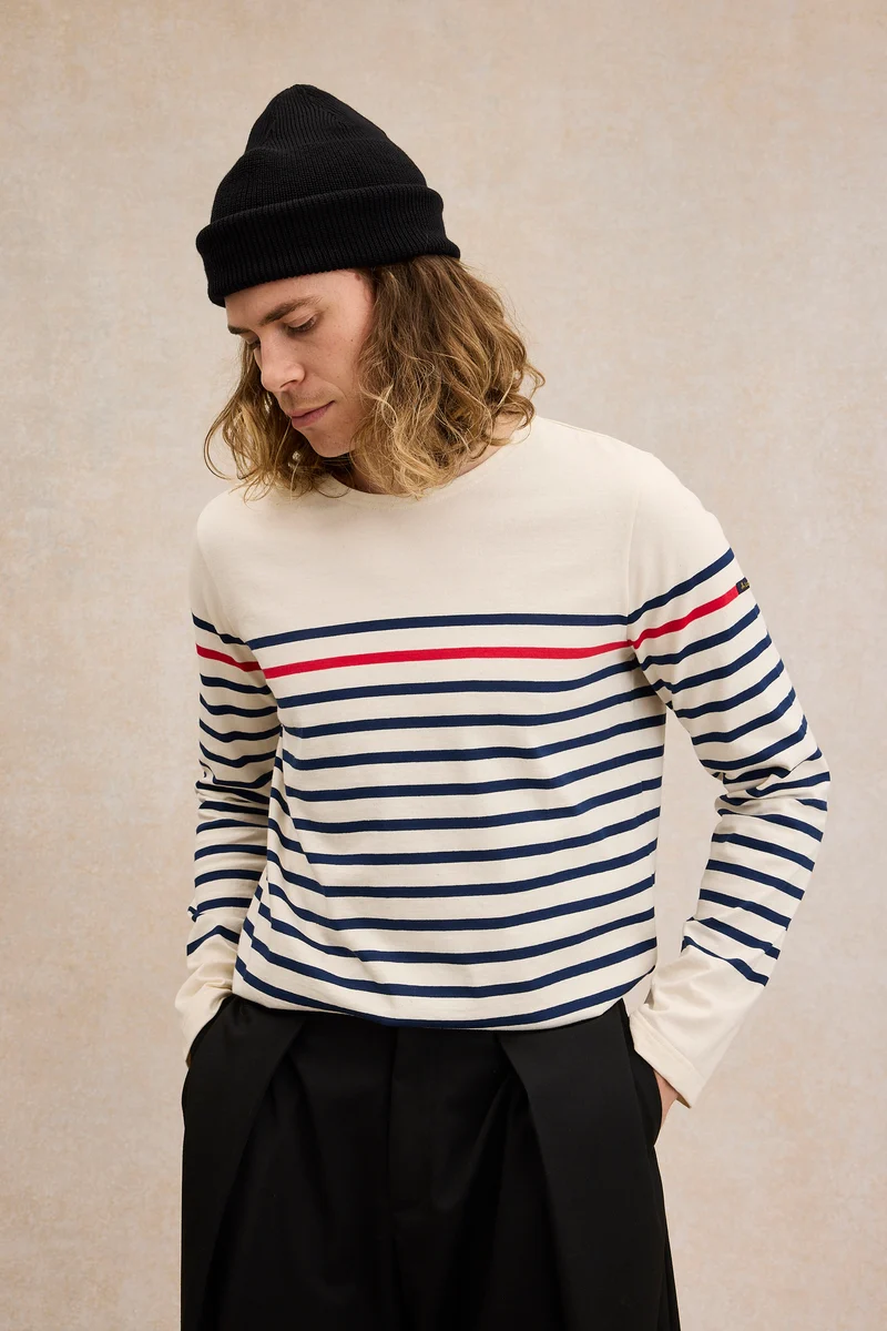 Marinière originale écru avec rayure rouge pour homme