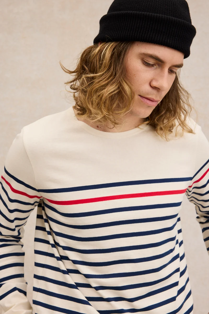 Marinière originale écru avec rayure rouge pour homme