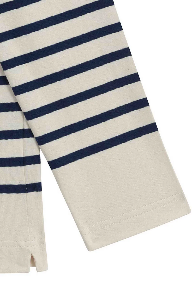 Marinière Marine Nationale col boutonné écru et marine pour homme