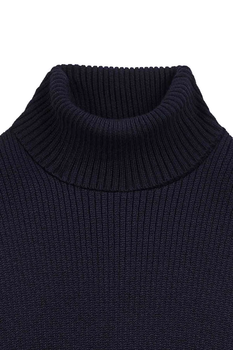 Pull col roulé Norvégien bleu marine pour femme