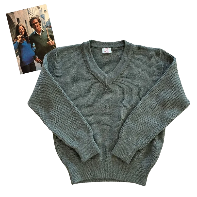 Pull col V kaki MBL - Seconde main