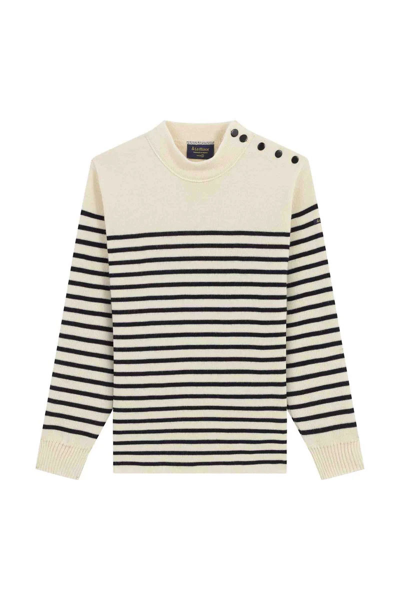 Pull marinière écru pour homme