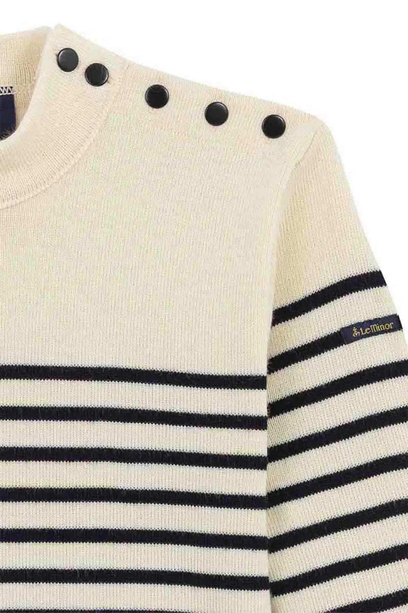 Pull marinière écru pour femme