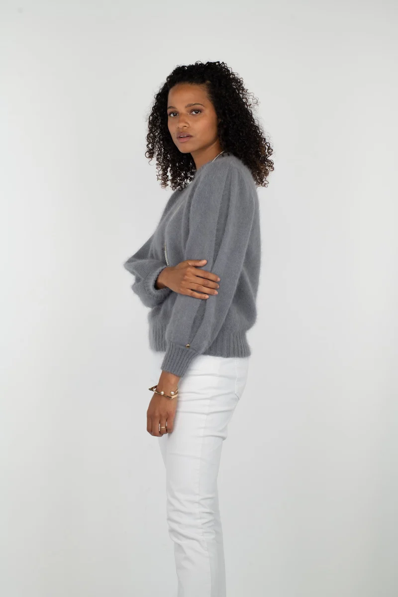 Pull Alix Angora gris cumulus.