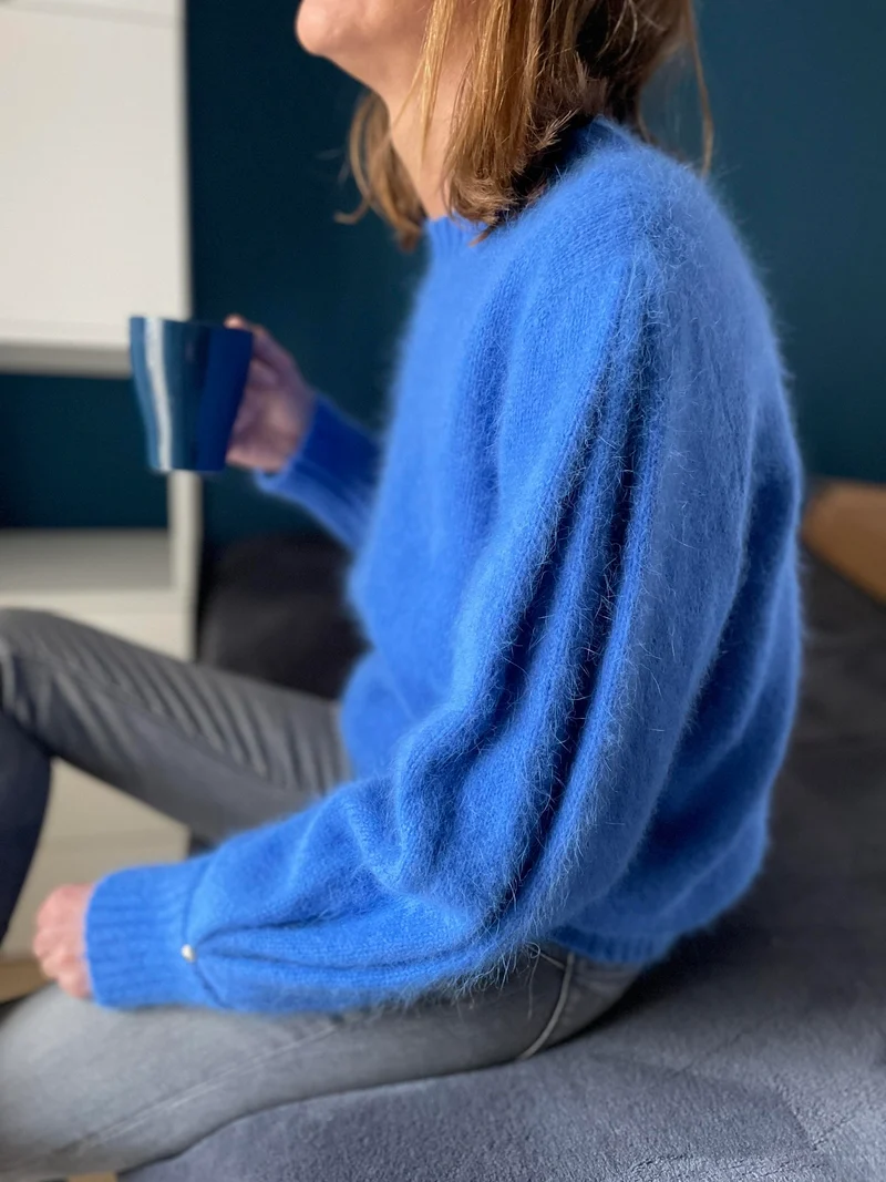 Pull Alix Angora bleu Madone.