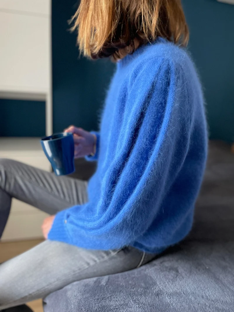 Pull Alix Angora bleu Madone.