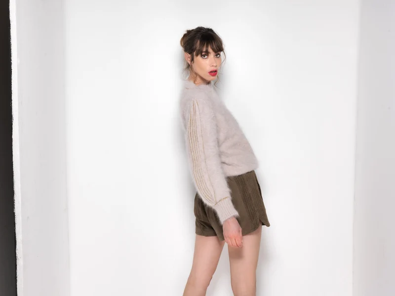 Pull Alix Angora Beige et doré.