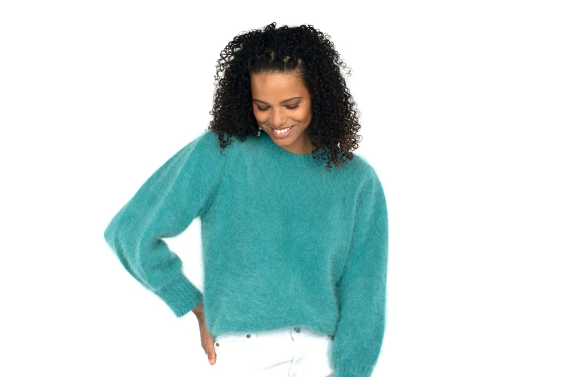 Pull Alix Angora vert Menthe.