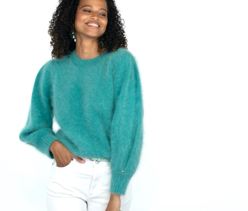Pull Alix Angora vert Menthe.