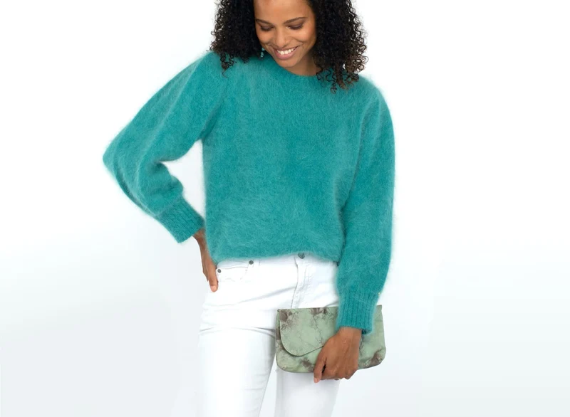 Pull Alix Angora vert Menthe.