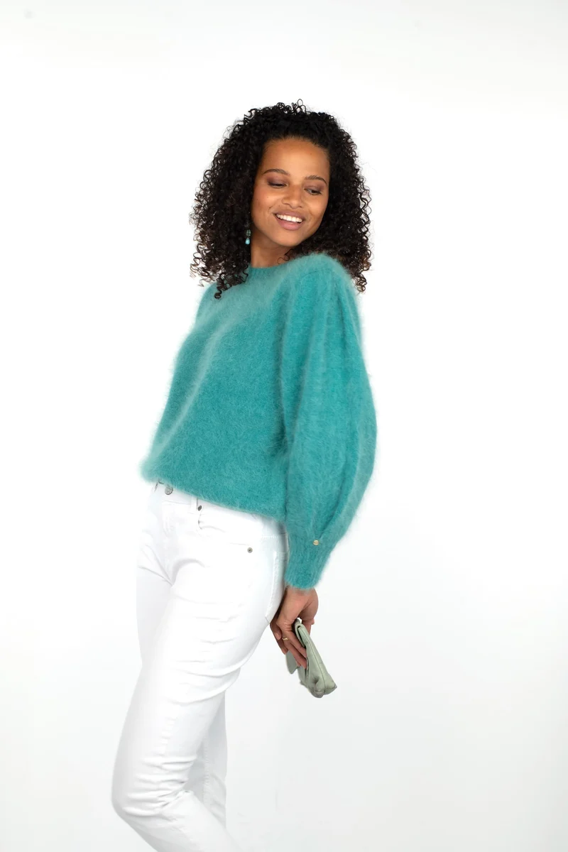 Pull Alix Angora vert Menthe.