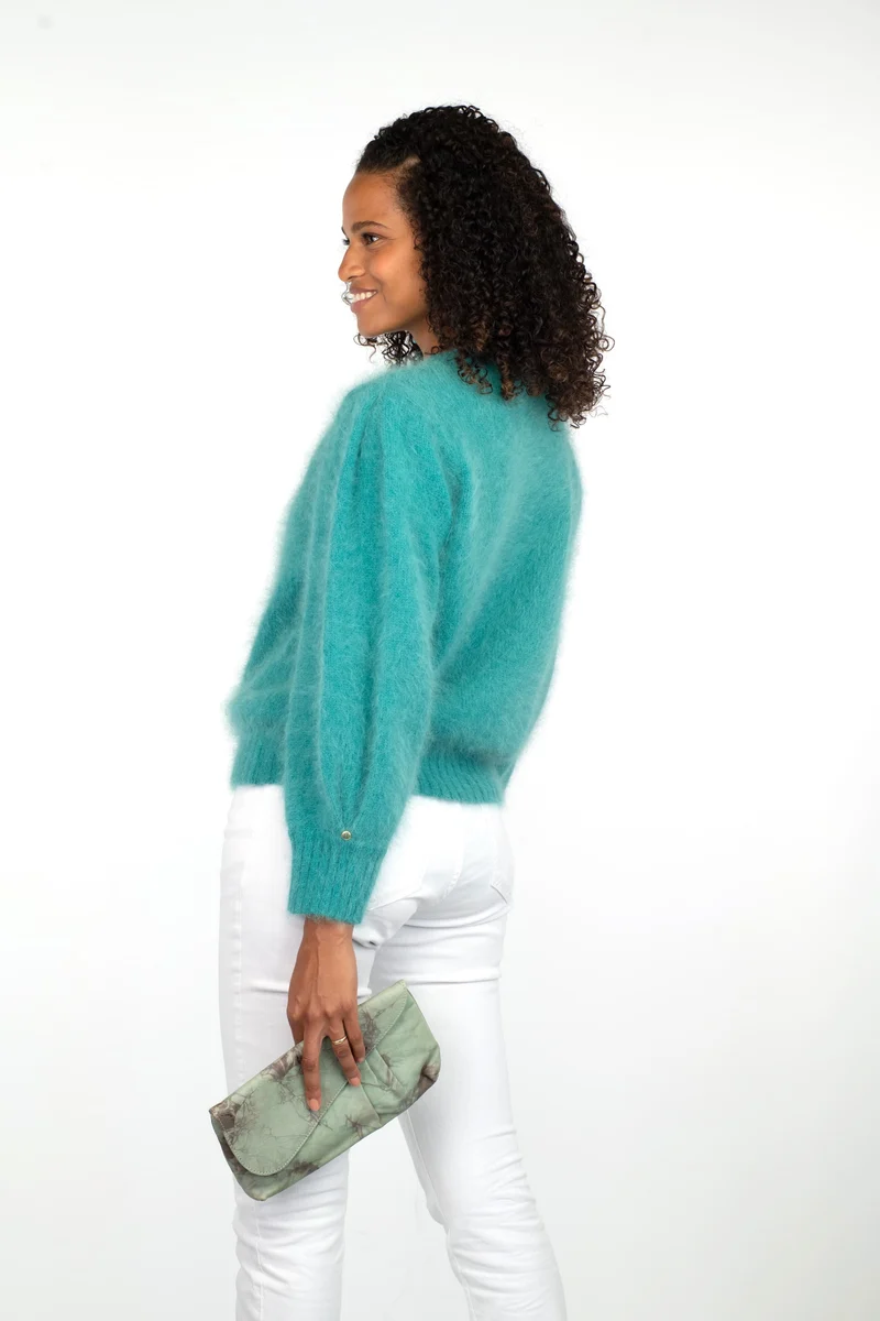 Pull Alix Angora vert Menthe.