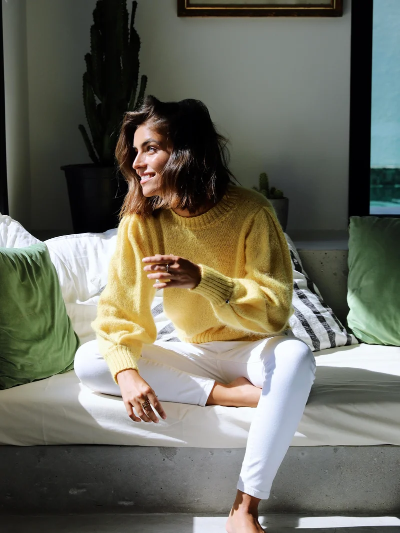 Pull Alix mohair et soie Jaune Joie.