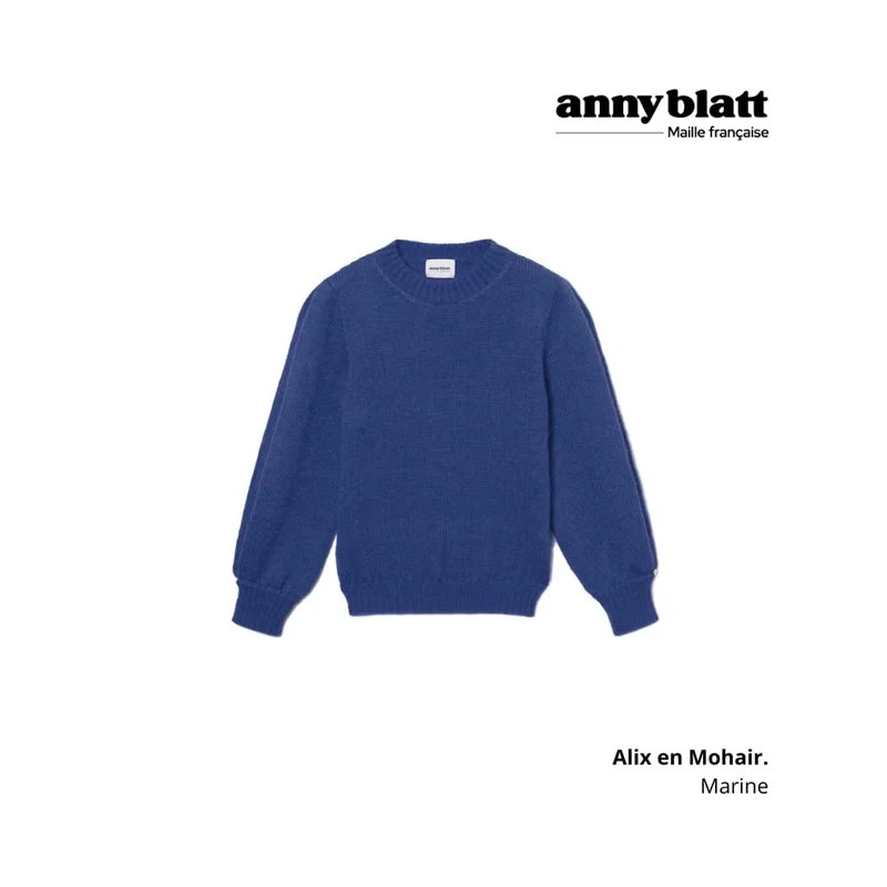 Pull Alix mohair et soie Marine.