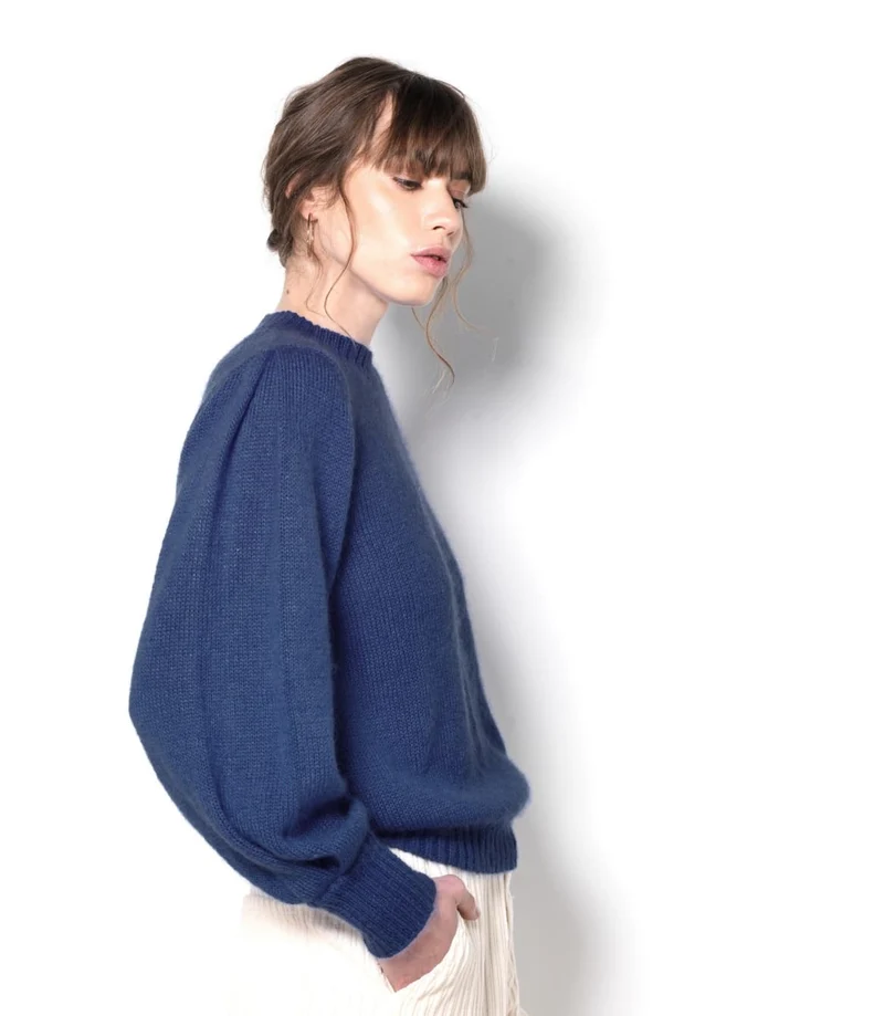 Pull Alix mohair et soie Marine.