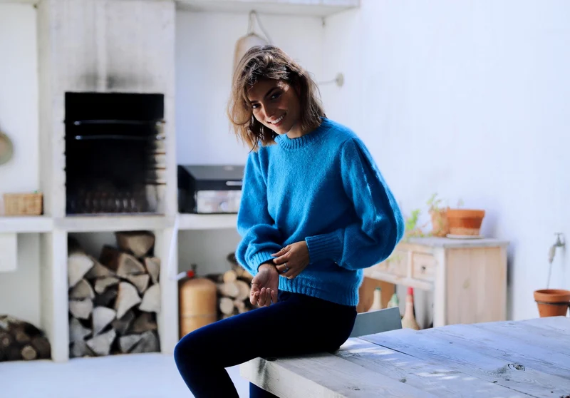 Pull Alix mohair et soie Geai.