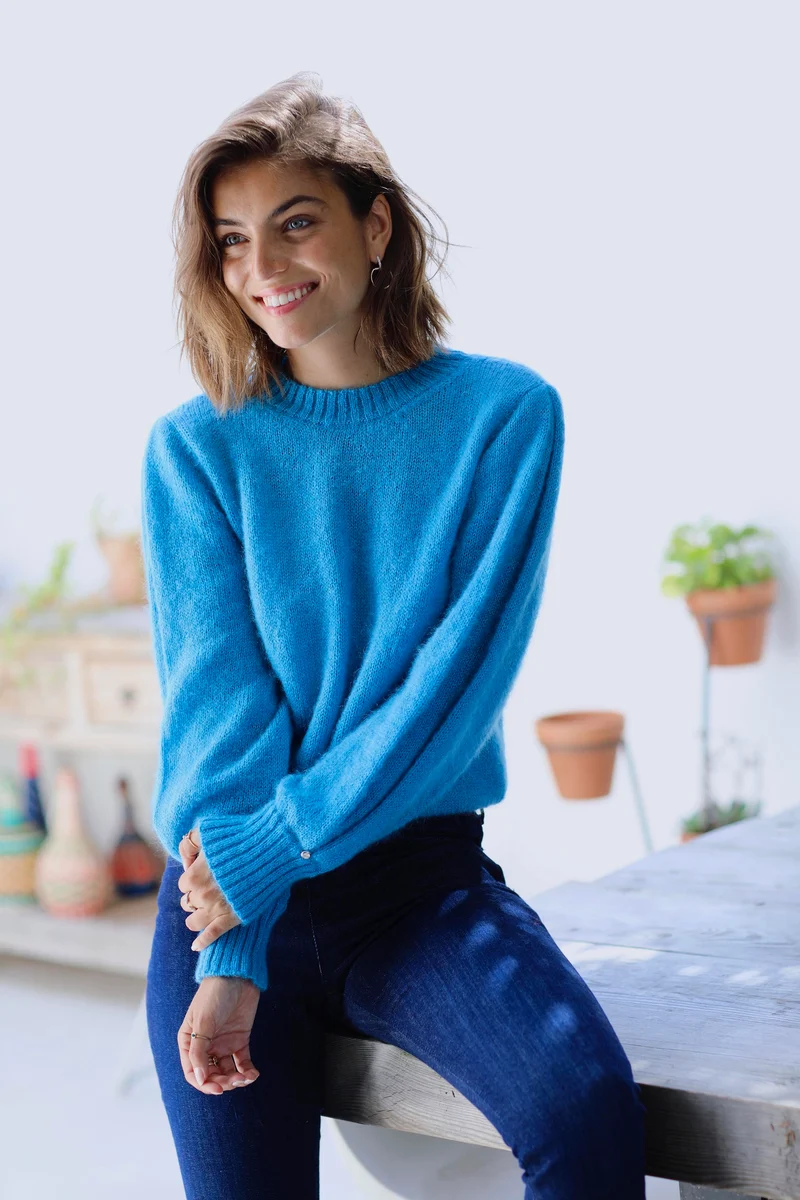 Pull Alix mohair et soie Geai.
