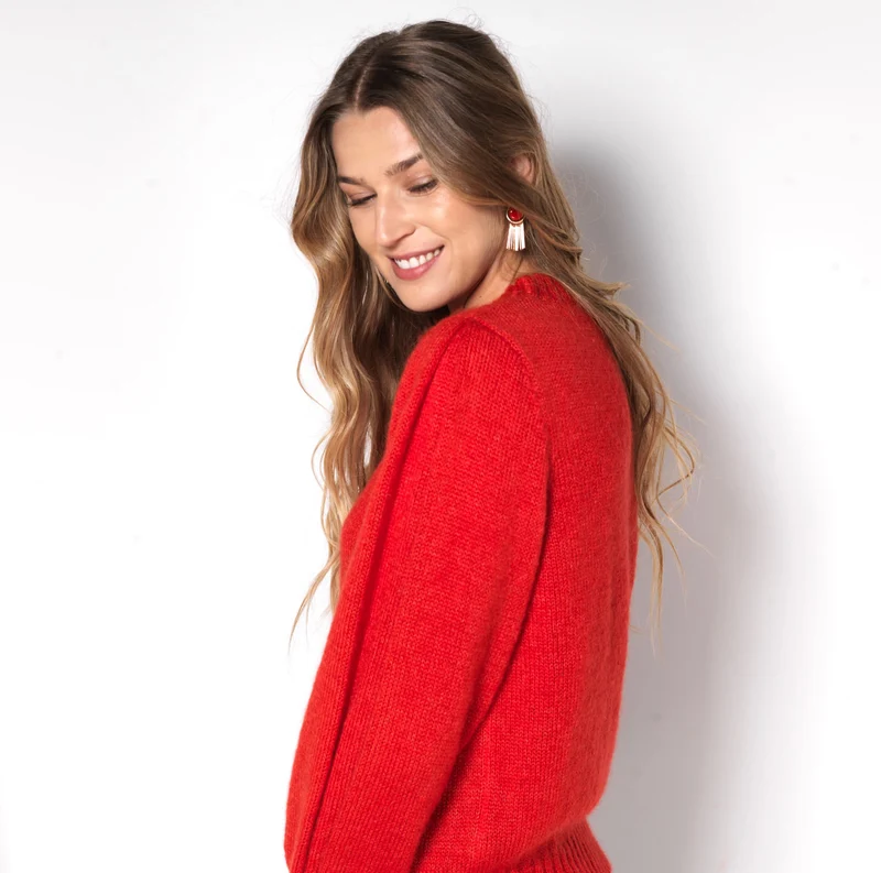 Pull Alix Mohair et soie Rouge baiser.