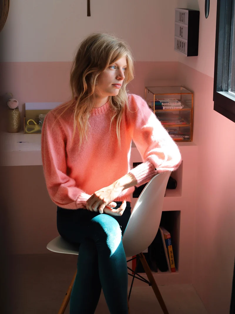 Pull Alix mohair et soie rose.