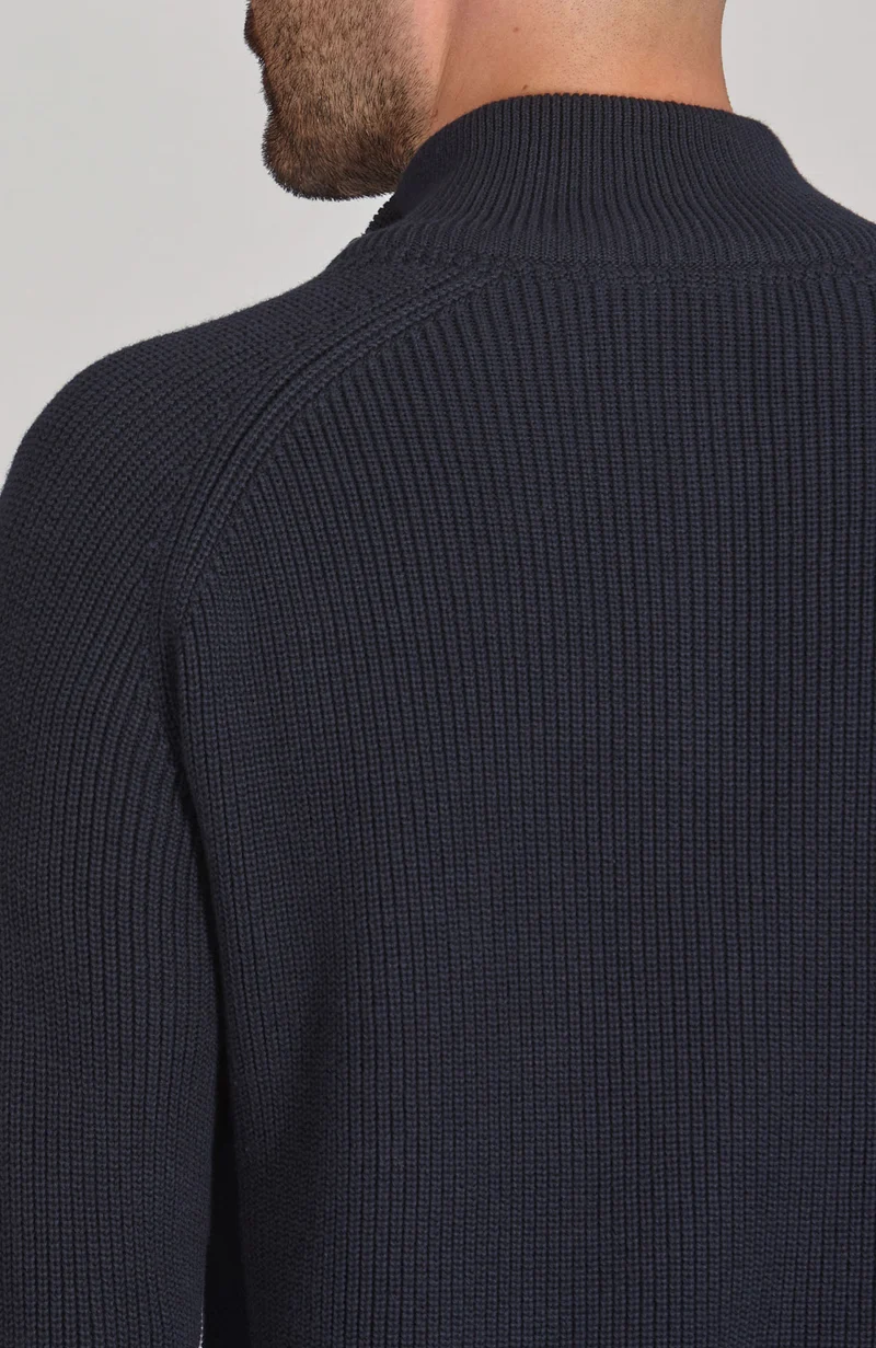Mens Midweight Cotton Zip Neck Jumper