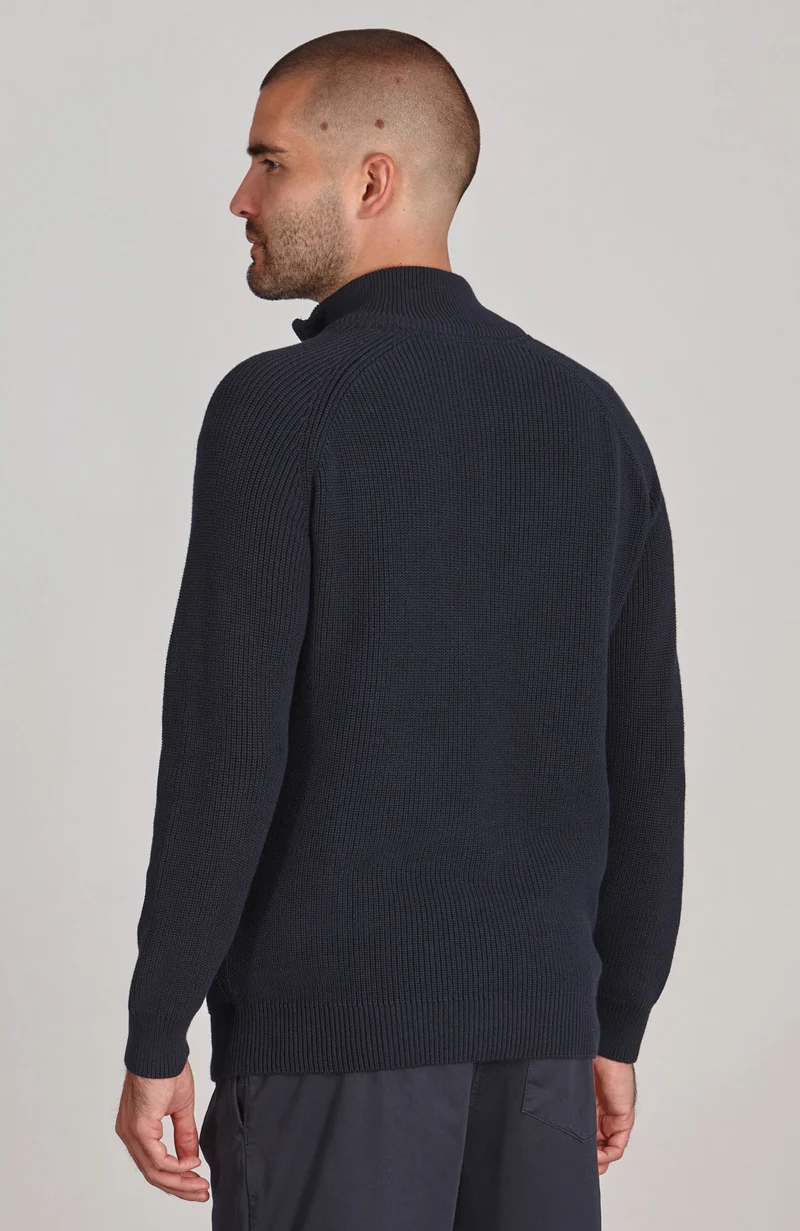 Mens Midweight Cotton Zip Neck Jumper