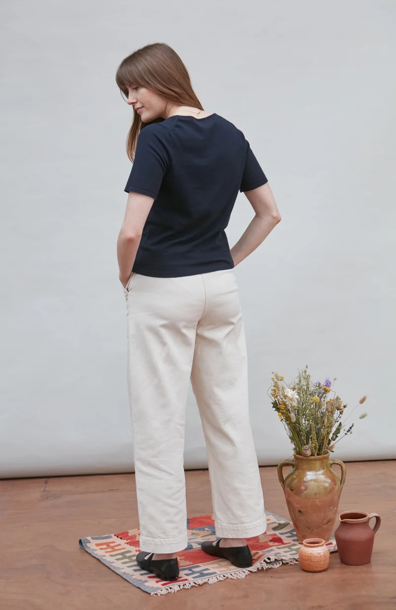 Womens Ultra Fine Cotton Crew Neck Knitted T-Shirt