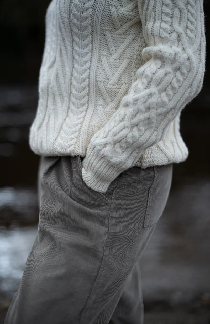 Womens Chunky Merino Wool Roll Neck Cable Jumper