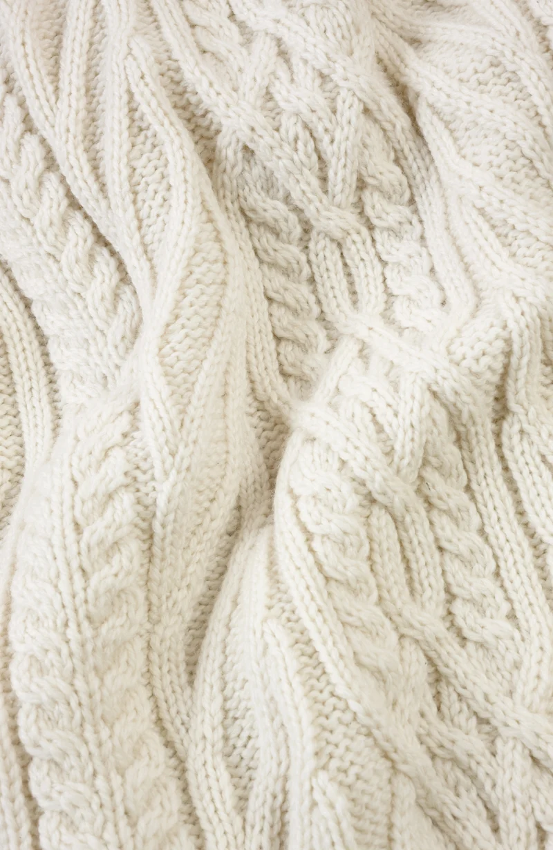 Womens Chunky Merino Wool Roll Neck Cable Jumper