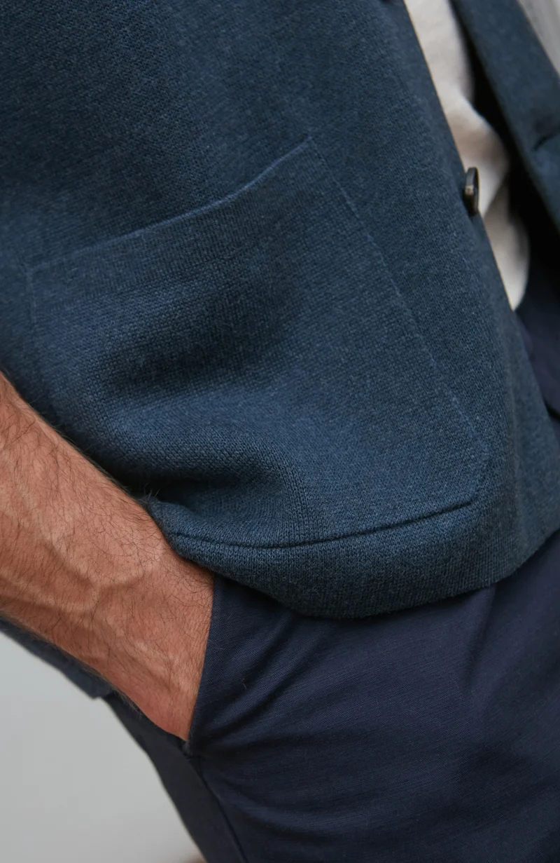Mens Midweight Cotton Knitted Nehru Waistcoat
