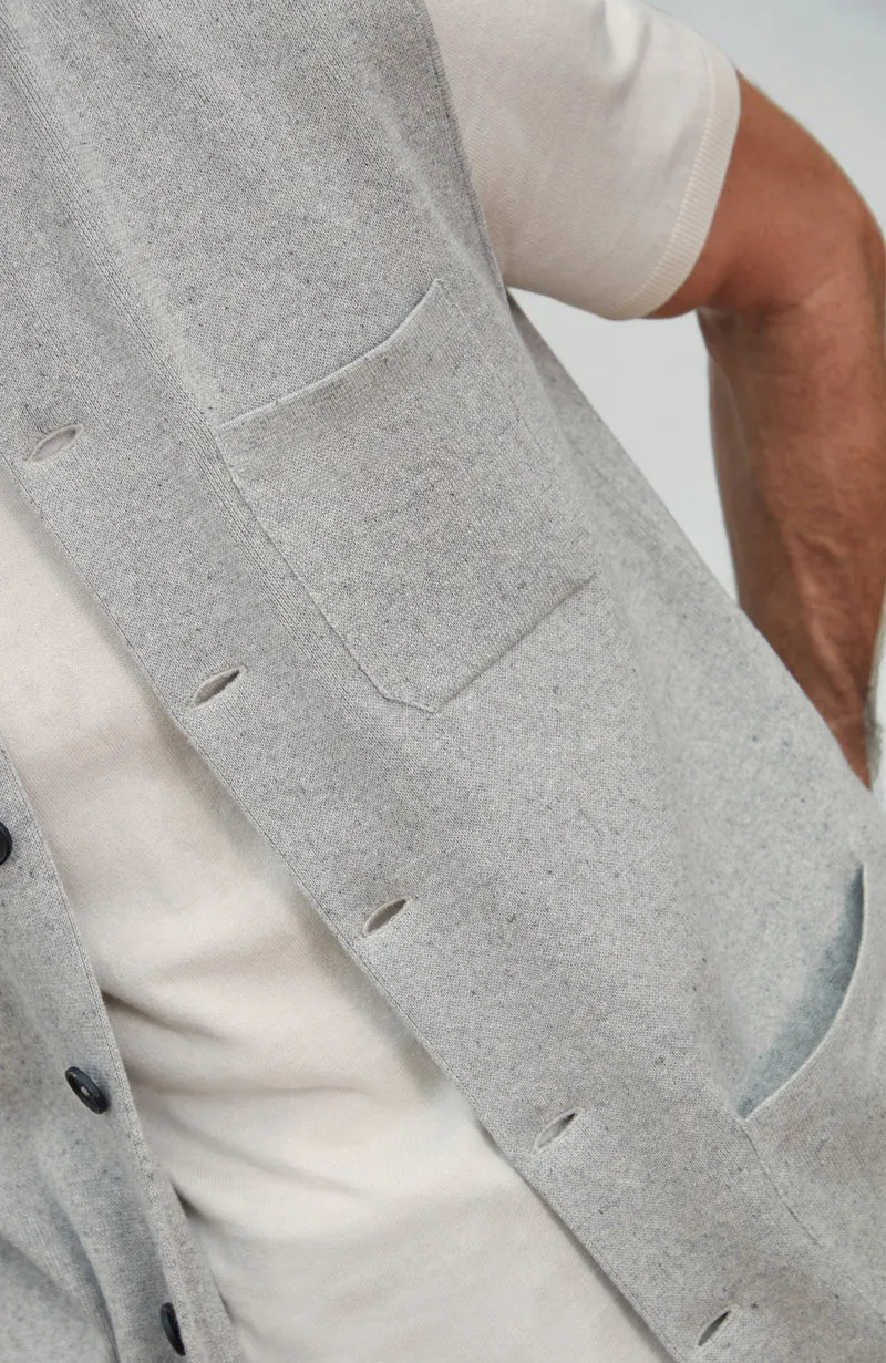 Mens Midweight Cotton Knitted Nehru Waistcoat
