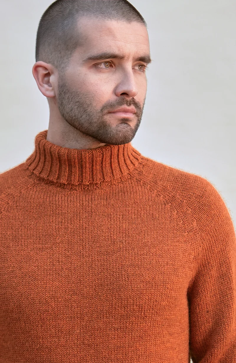 Mens British Wool Fishermans Roll Neck Jumper