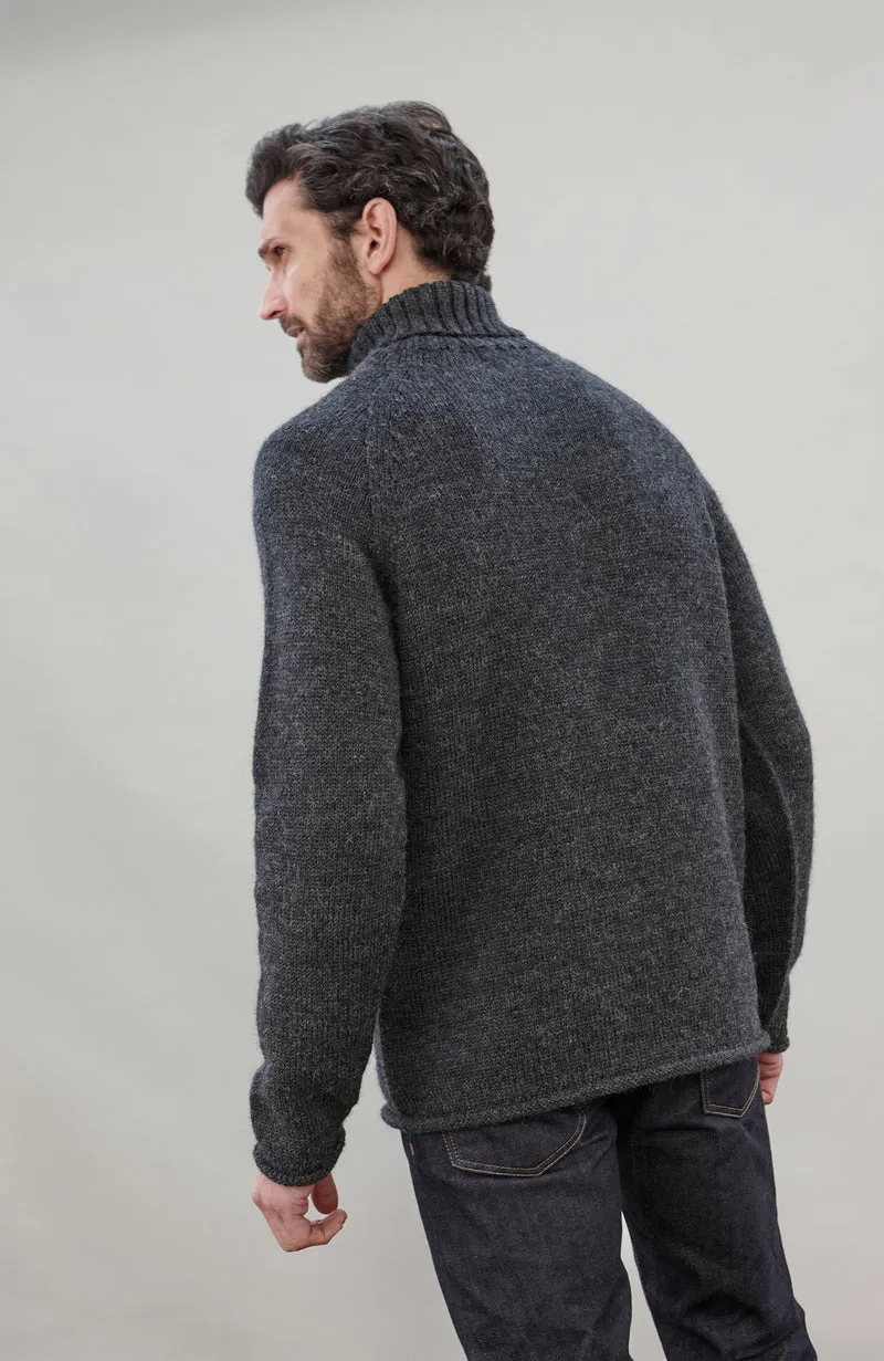 Mens British Wool Fishermans Roll Neck Jumper