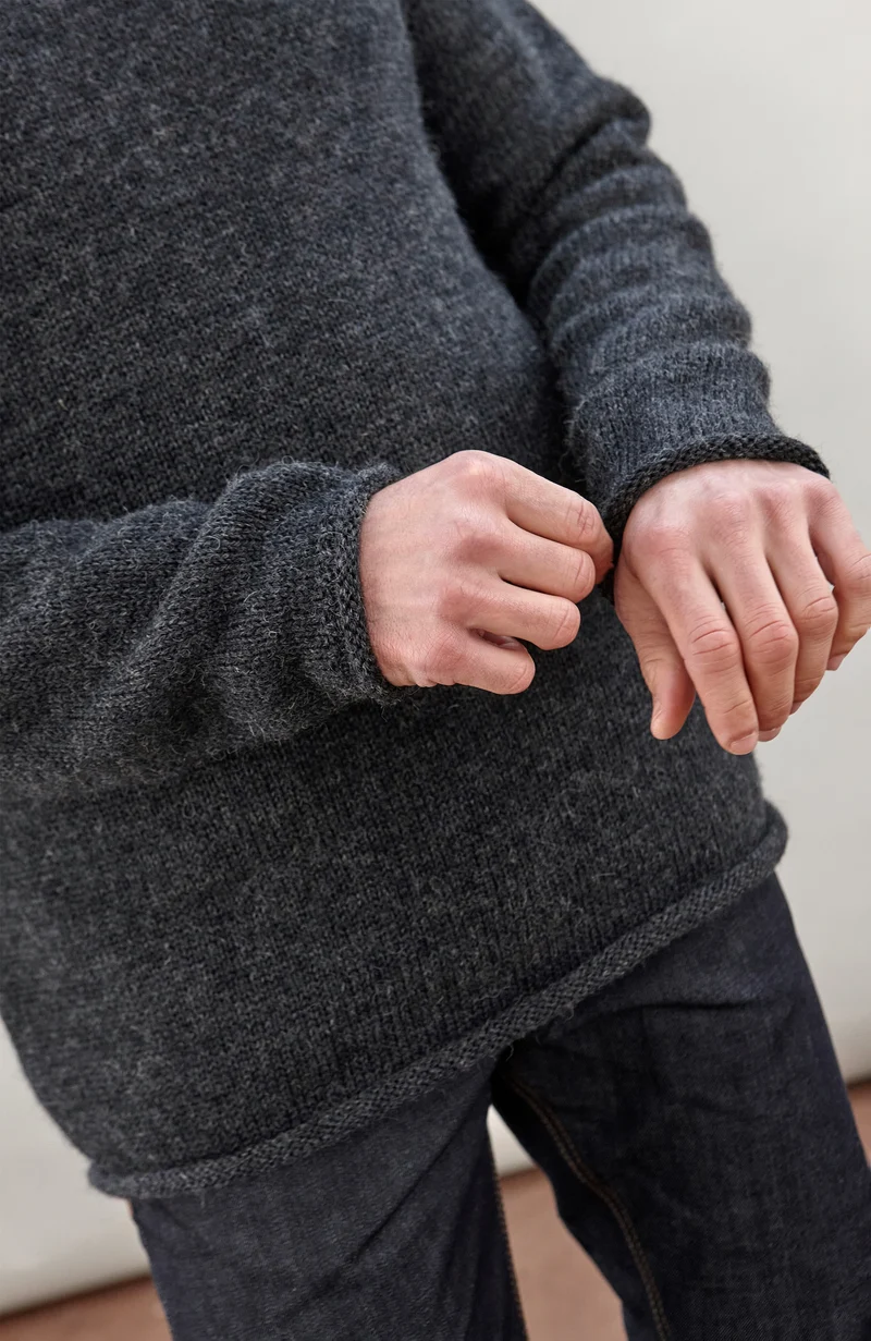 Mens British Wool Fishermans Roll Neck Jumper